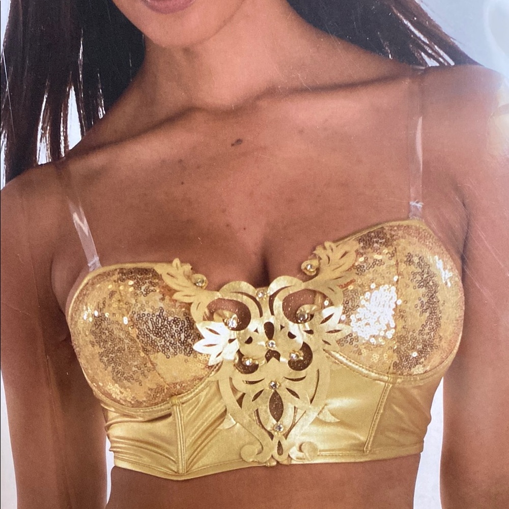 Gold Sequin Bustier Top